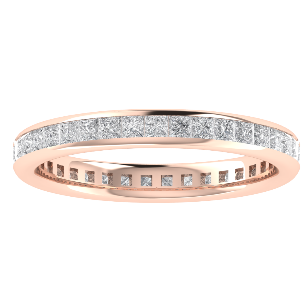 Full Eternity Channel Set Princess Cut Moissanite Wedding Band