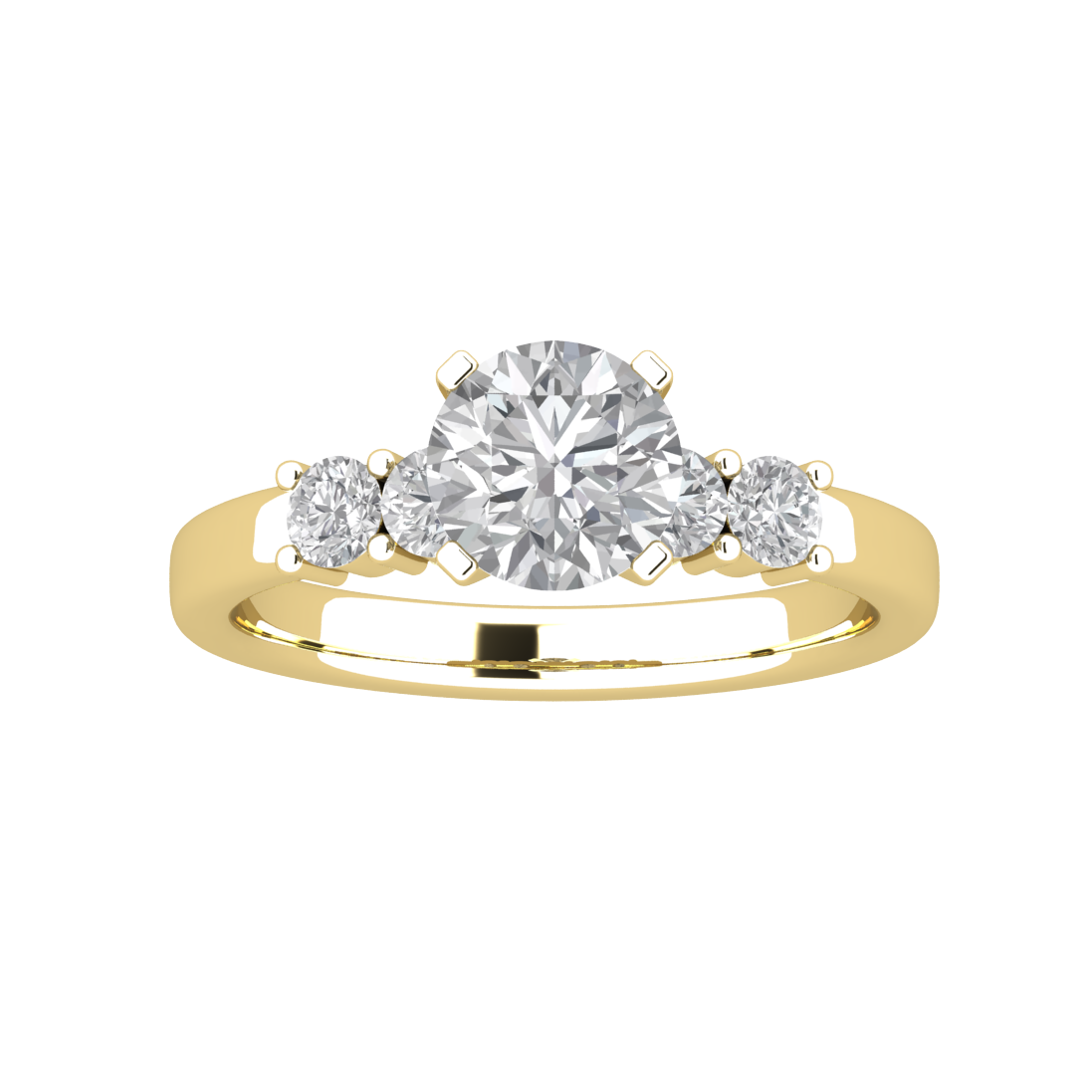 Five Stone Solitaire With Accent Moissanite Engagement Ring