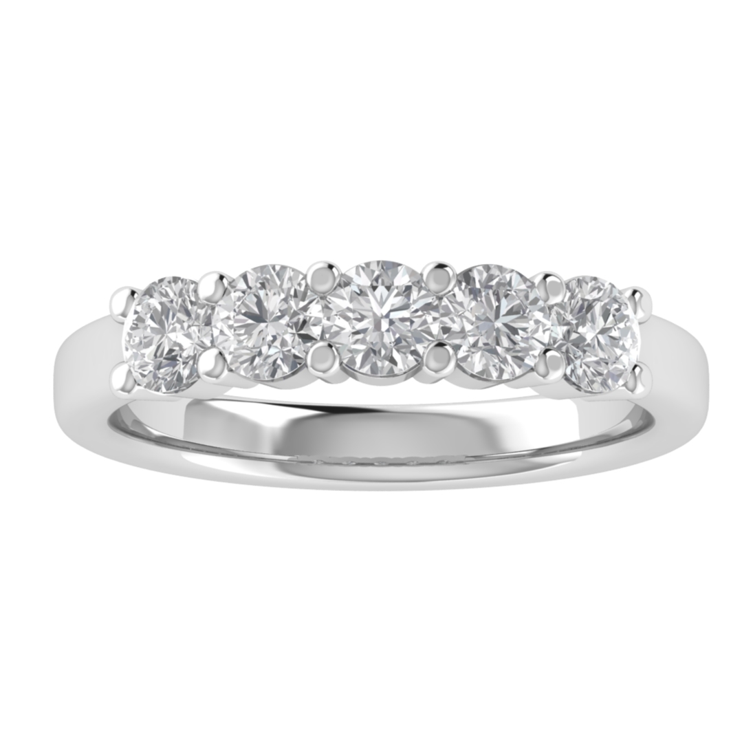 Lab Grown Diamond Five Stone 14K White Gold Wedding Band