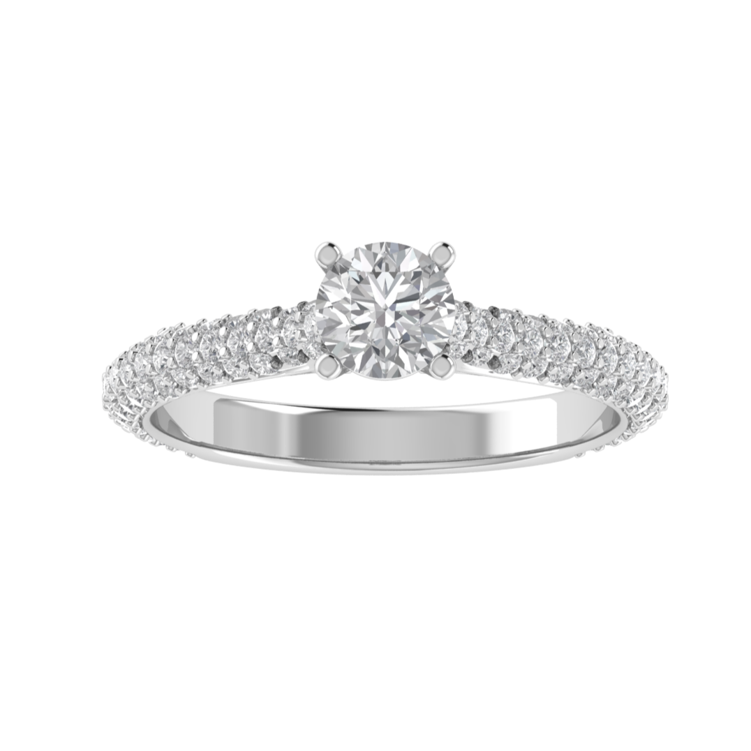 Solitaire With Accent Round Cut Moissanite Engagement Ring