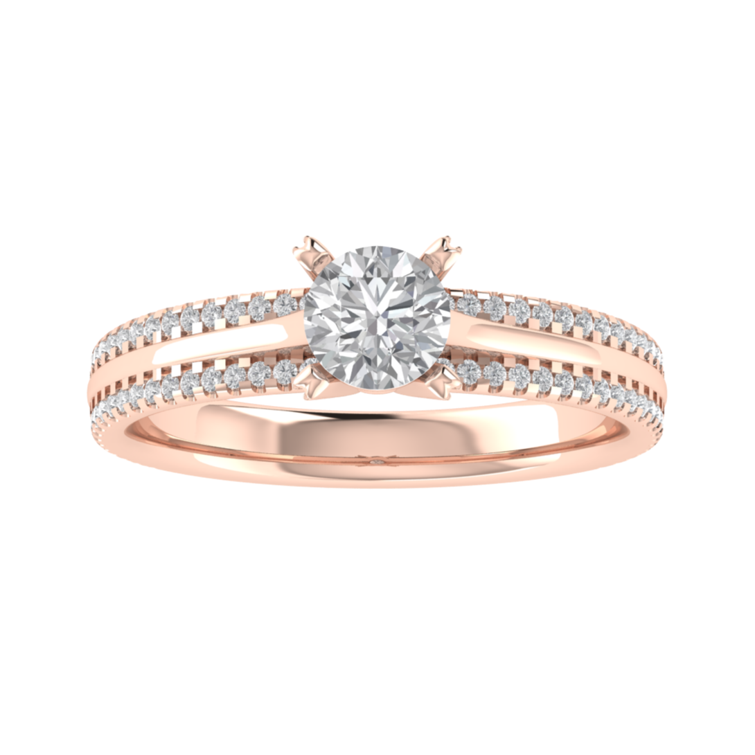 Solitaire With Accent Round Cut Moissanite Engagement Ring