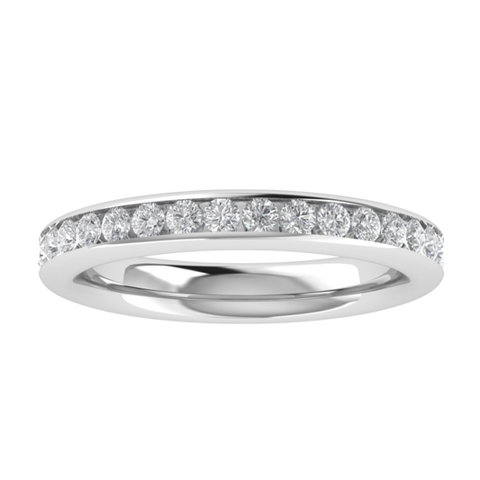 Channel Set Full Eternity Lab Grown Diamond 14K White Gold Wedding Band