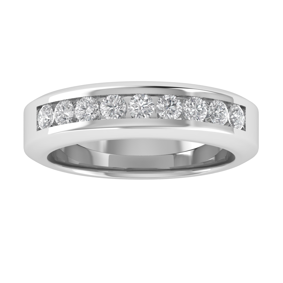 Half Eternity Channel Set Round Cut Moissanite Wedding Band