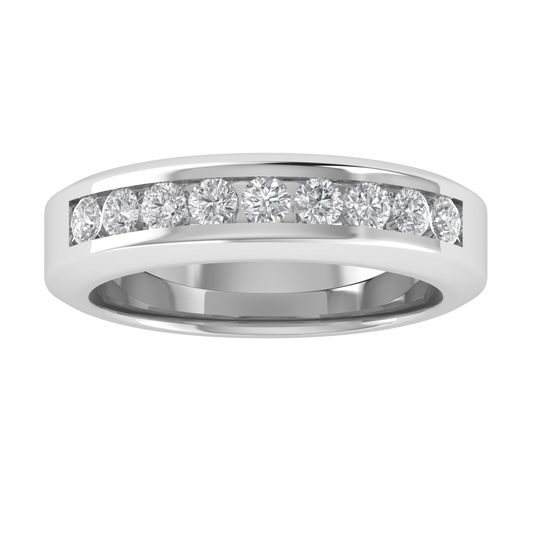 Half Eternity Channel Set Round Cut Moissanite Wedding Band