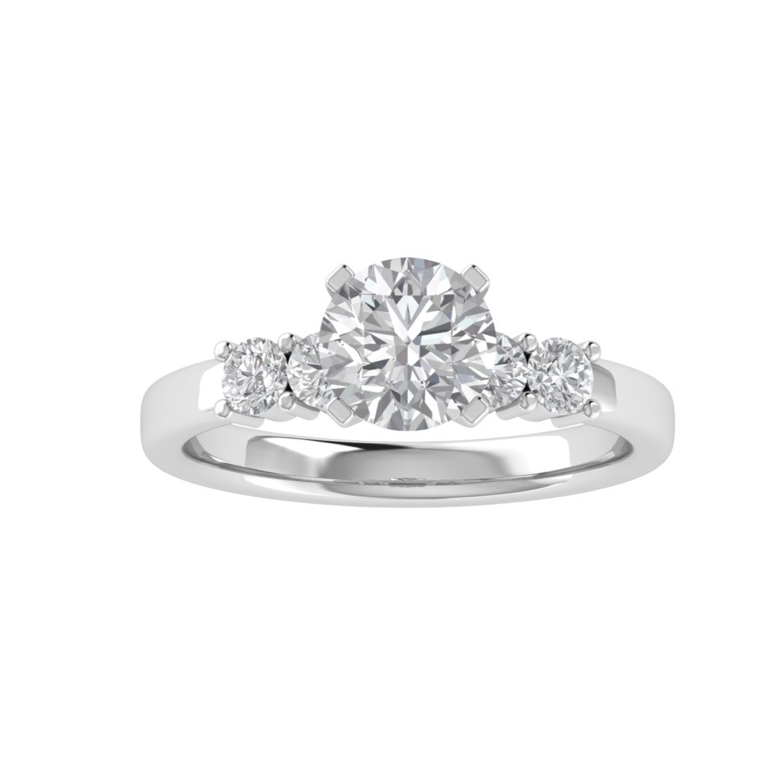 Five Stone Solitaire With Accent Moissanite Engagement Ring