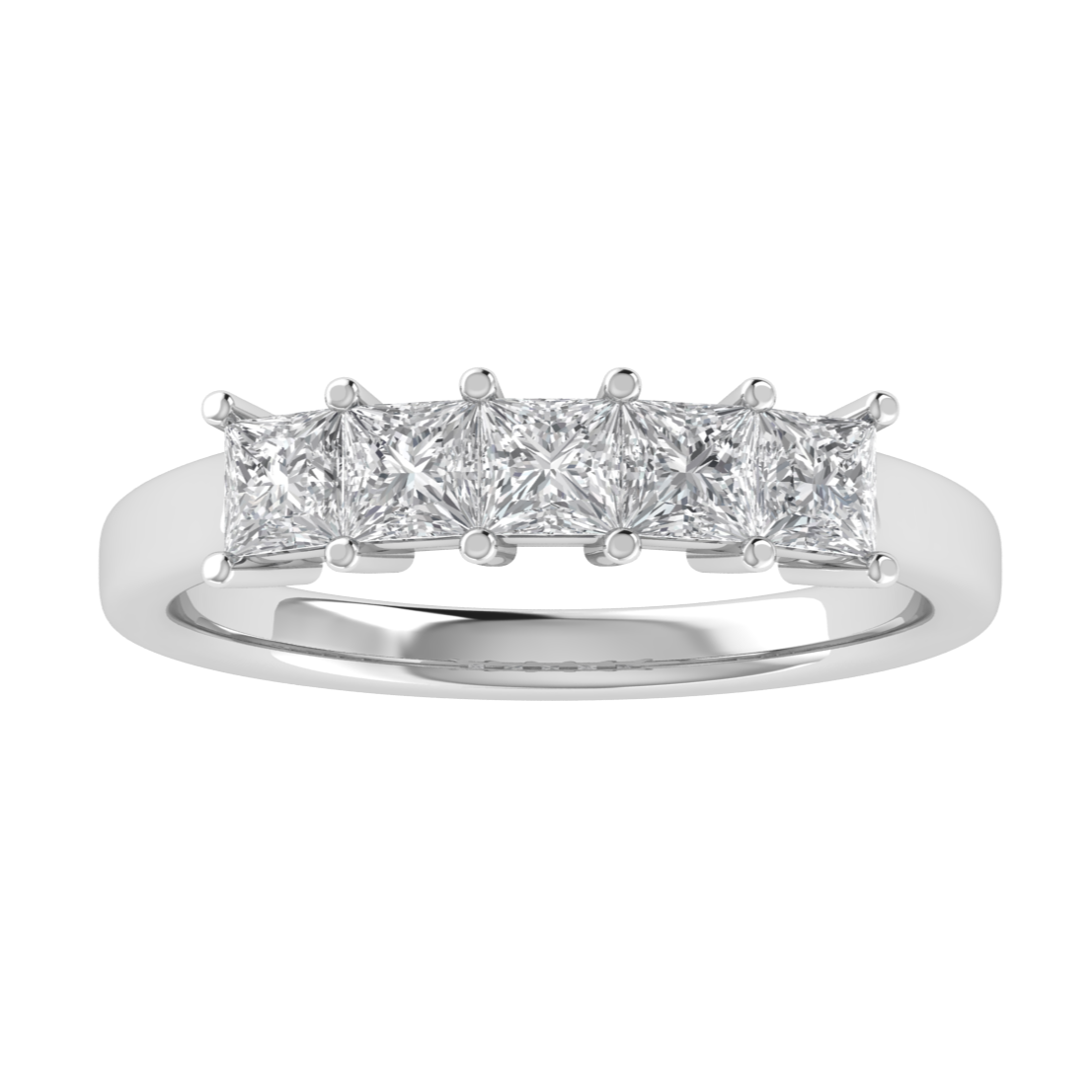 Princess Cut Five Stone Moissanite Wedding Ring