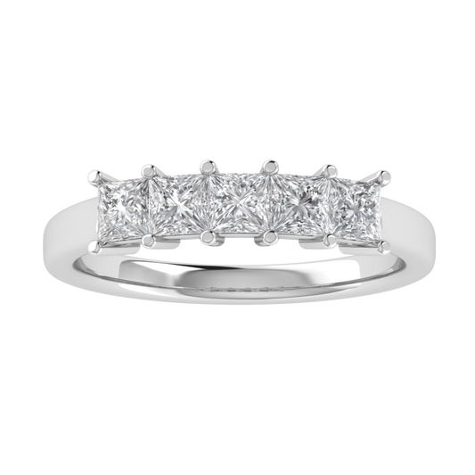 Princess Cut Five Stone Moissanite Wedding Ring