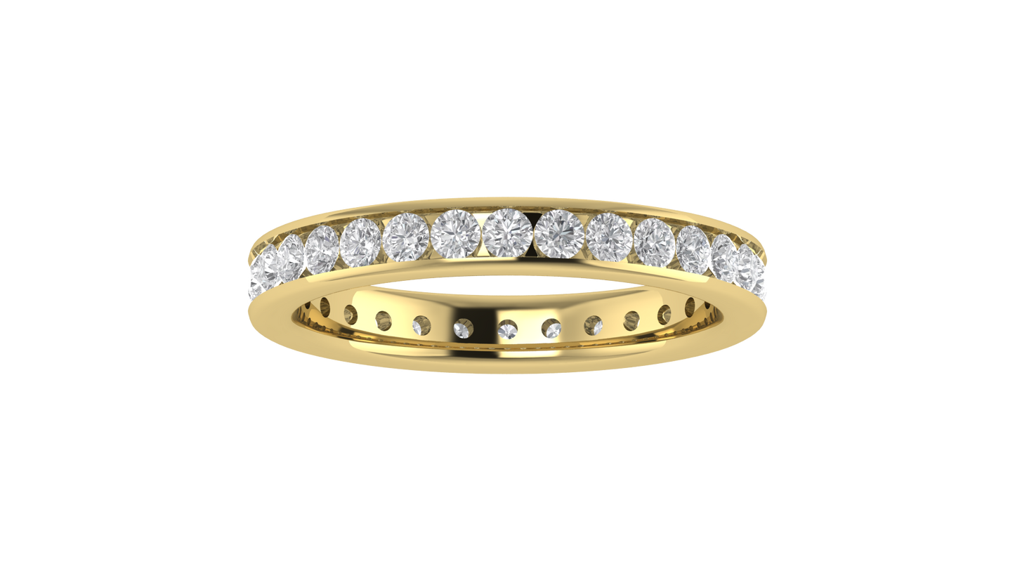 Full Eternity Round Lab Grown Diamond Channel Set 14K White Gold Wedding Band