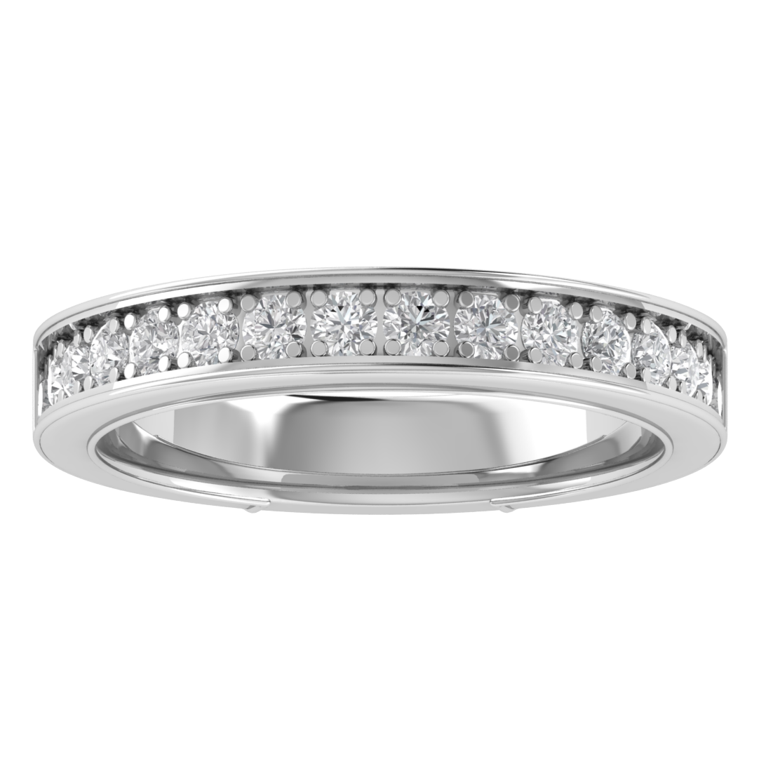 Half Eternity Channel Set Round Cut Moissanite Wedding Band