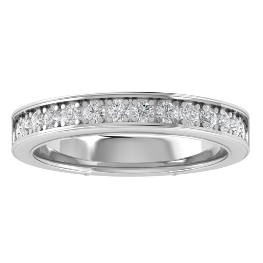 Half Eternity Channel Set Round Cut Moissanite Wedding Band