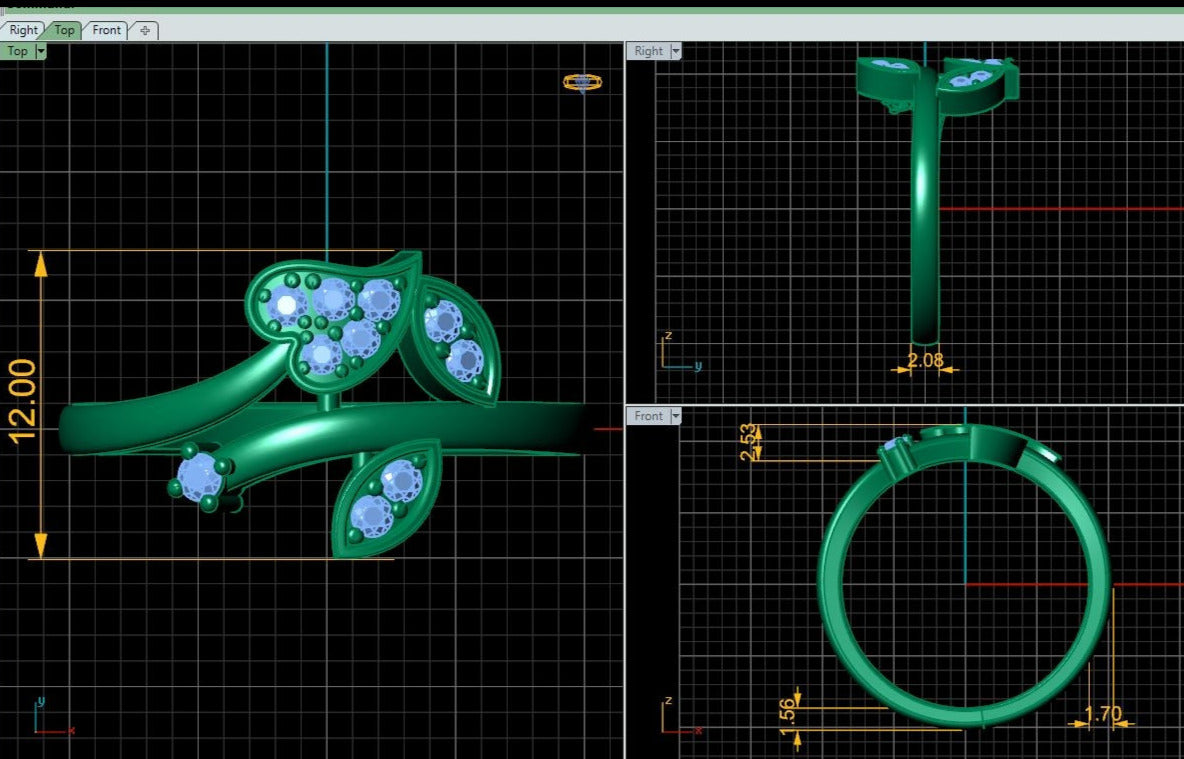 Lab Grown Diamond Swirl Leaf Inspired 14K White Gold Wedding Band