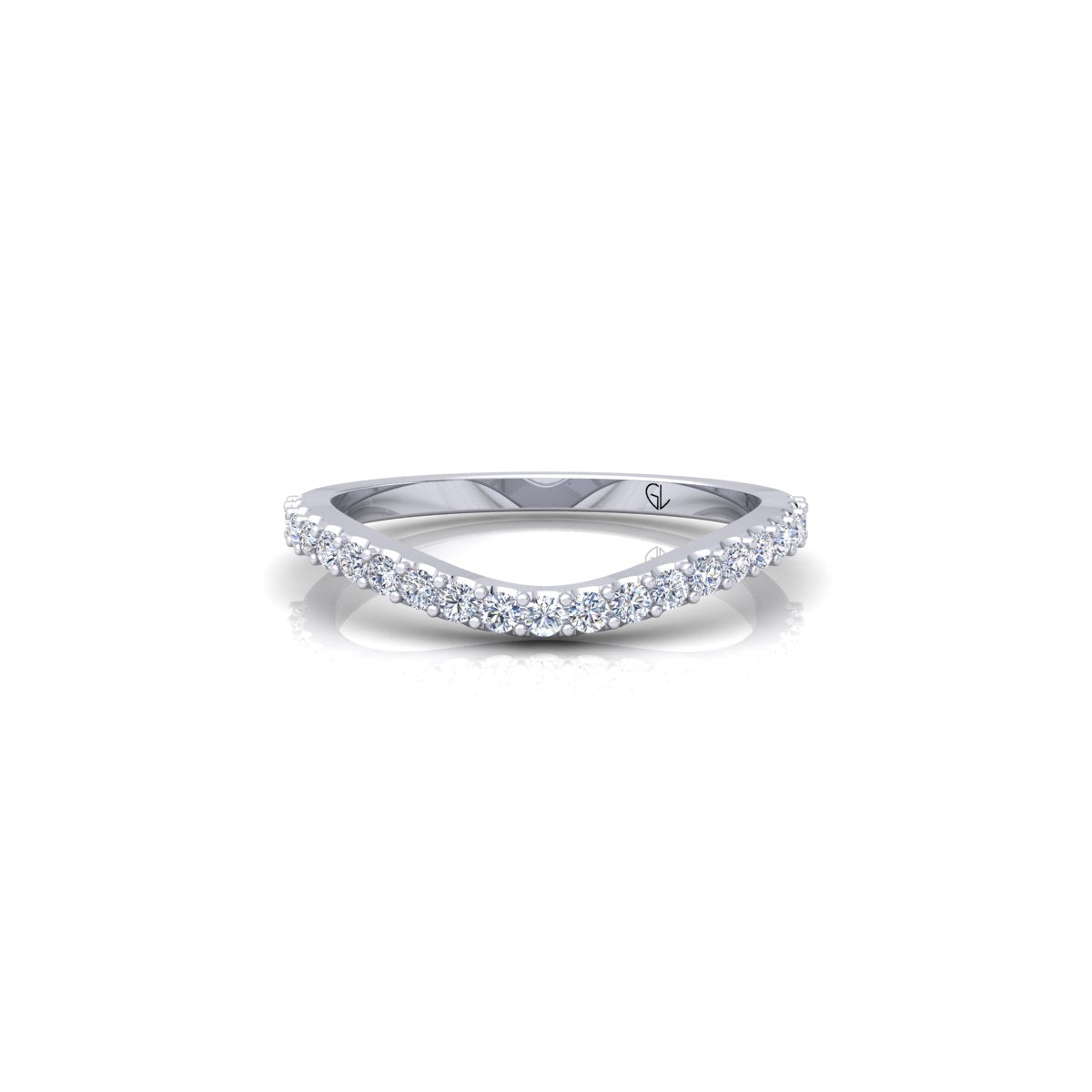 Lab Grown Diamond Curved Minimalist 14K White Gold Wedding Band