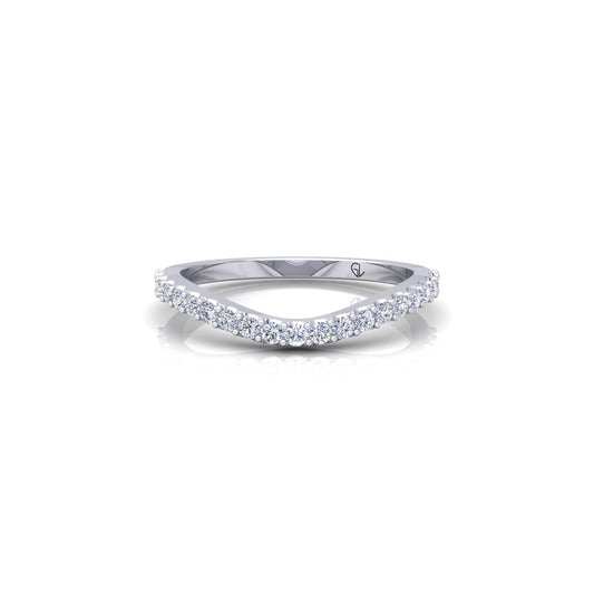 Lab Grown Diamond Curved Minimalist 14K White Gold Wedding Band