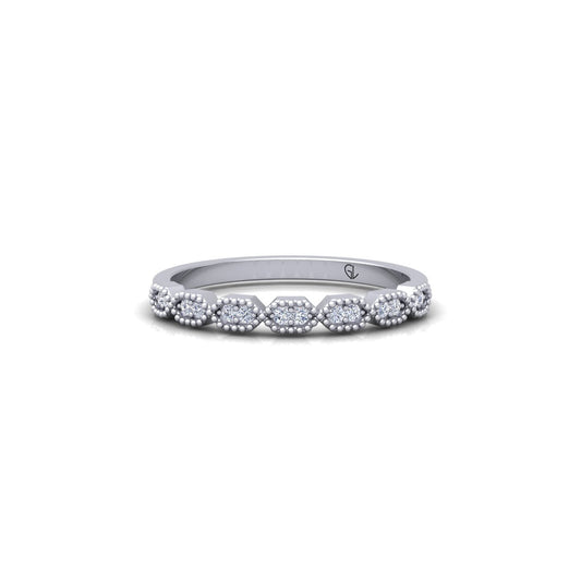 Lab Grown Diamond Vintage Inspired 14K White Gold Wedding Band