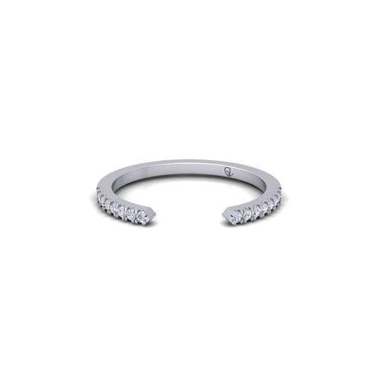 Lab Grown Diamond Open Cuff 14K White Gold Wedding Band