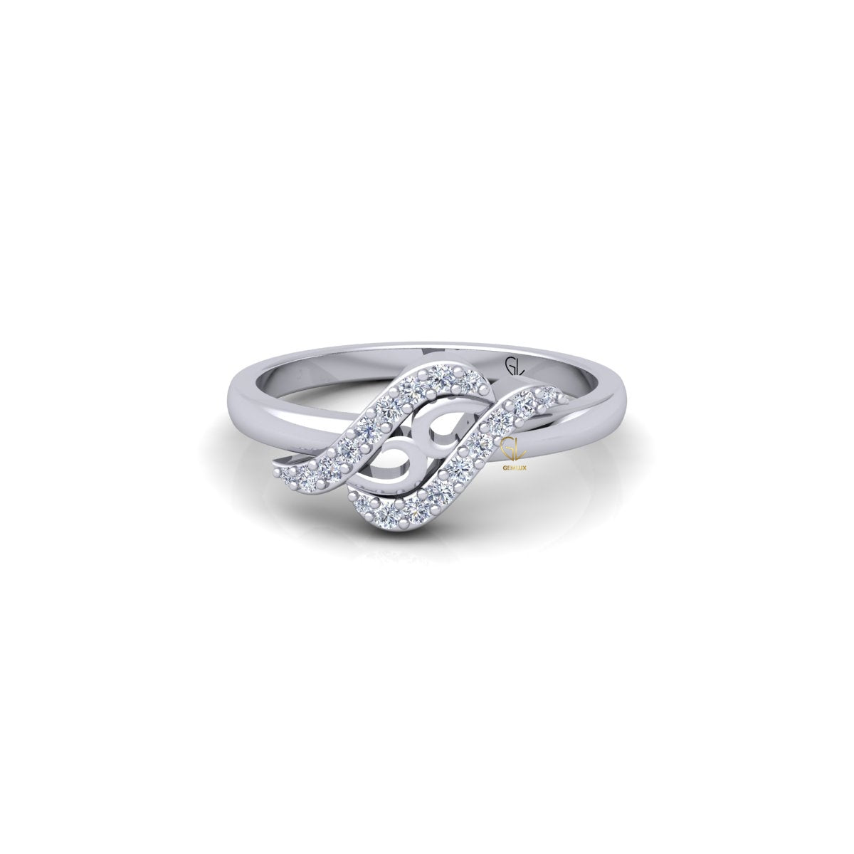 Lab Grown Diamond Swirl 14K White Gold Wedding Band