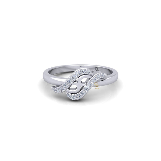 Lab Grown Diamond Swirl 14K White Gold Wedding Band