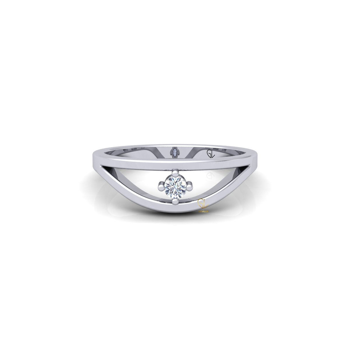 Lab Grown Diamond Curved Solitaire 14K White Gold Wedding Band