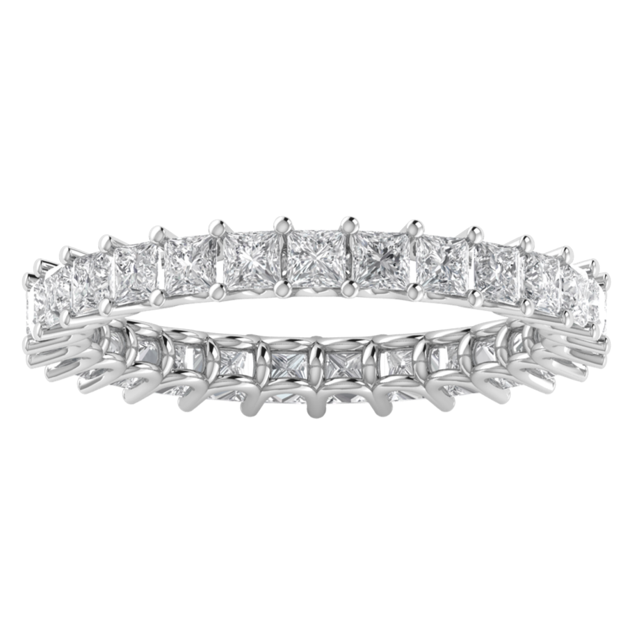Full Eternity Princess Cut Moissanite Wedding Band