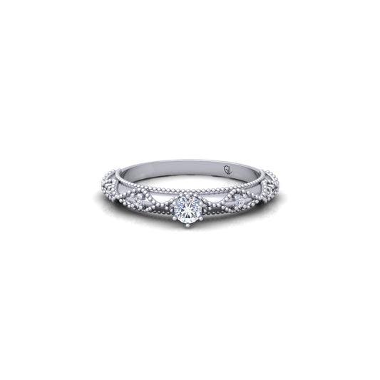 Lab Grown Diamond Vintage Inspired 14K White Gold Wedding Ring