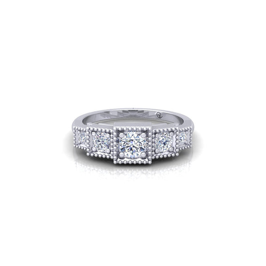 Lab Grown Diamond Five Stone 14K White Gold Wedding Ring