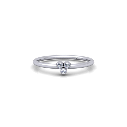 Lab Grown Diamond Three Stone Bezel Set 14K White Gold Wedding Band