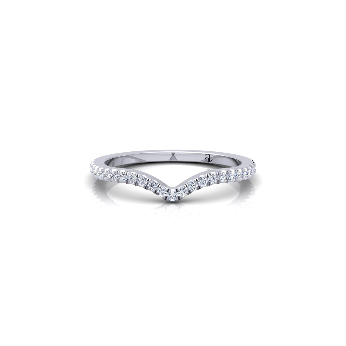 Half Eternity Curved Round Lab Grown Diamond 14K White Gold Wedding Band