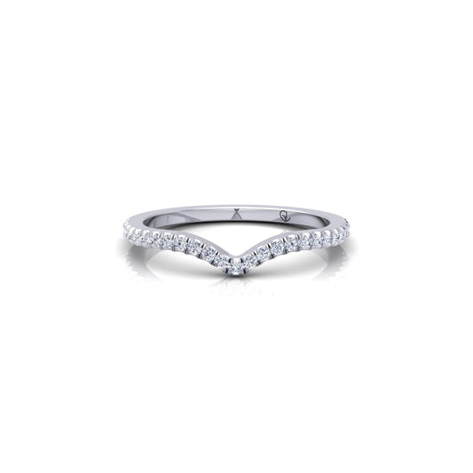 Half Eternity Curved Round Lab Grown Diamond 14K White Gold Wedding Band
