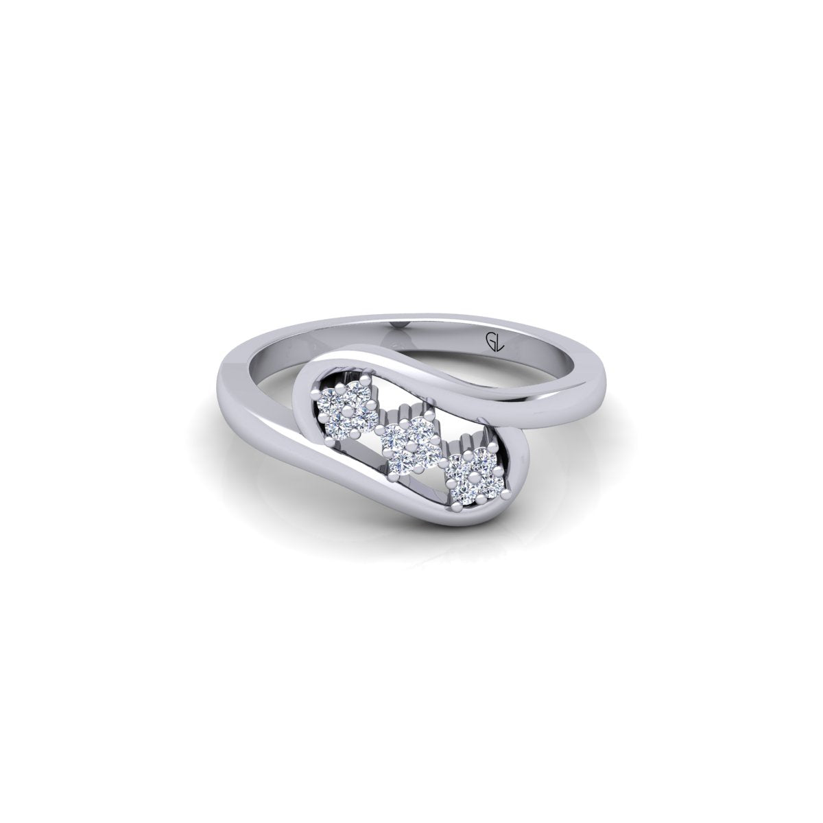 Lab Grown Diamond Swirl 14K White Gold Wedding Band