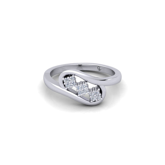 Lab Grown Diamond Swirl 14K White Gold Wedding Band