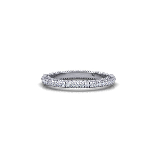 Lab Grown Diamond Vintage Inspired Half Eternity 14K White Gold Wedding Band