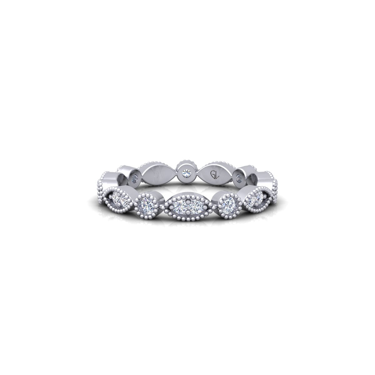 Lab Grown Diamond Vintage Full Eternity 14K White Gold Wedding Band