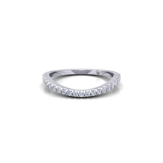 Lab Grown Diamond Curved Minimalist 14K White Gold Wedding Band