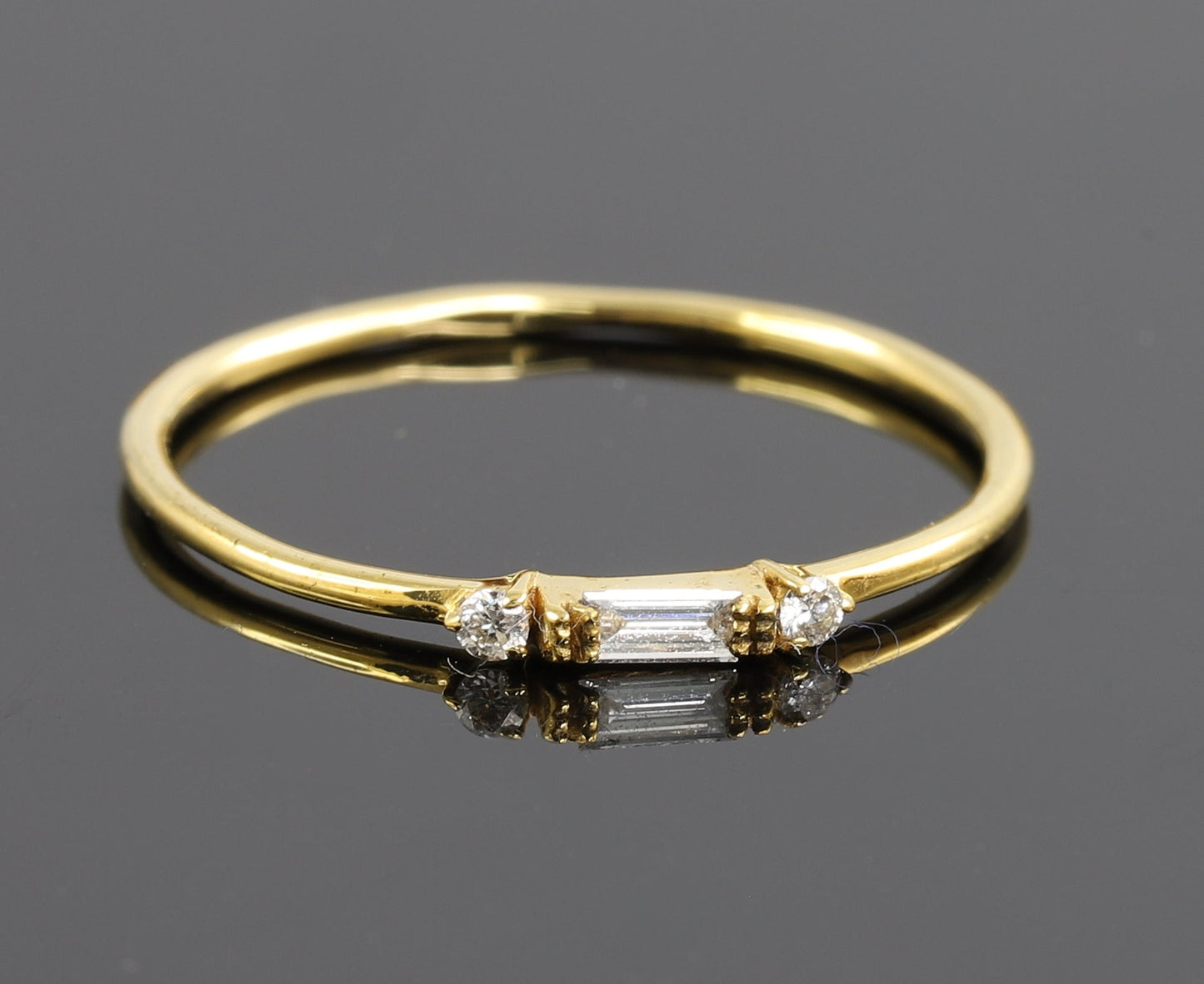 Three Stone Baguette Cut Moissanite Wedding Band