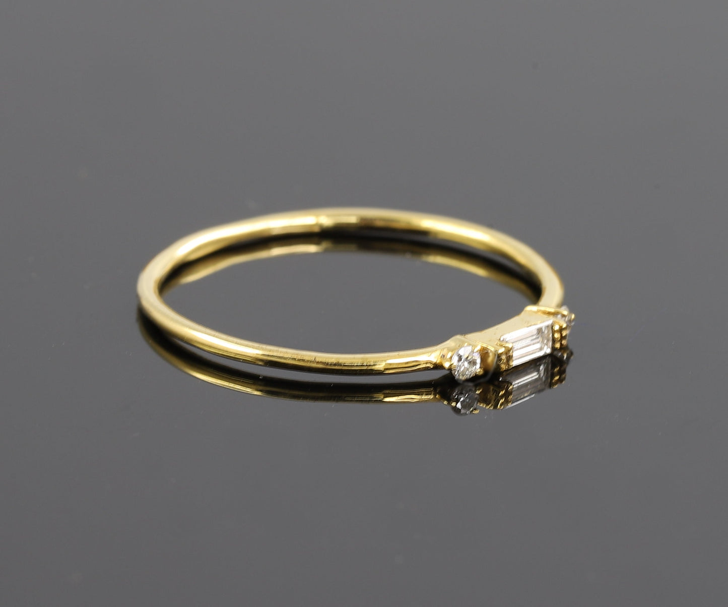 Three Stone Baguette Cut Moissanite Wedding Band