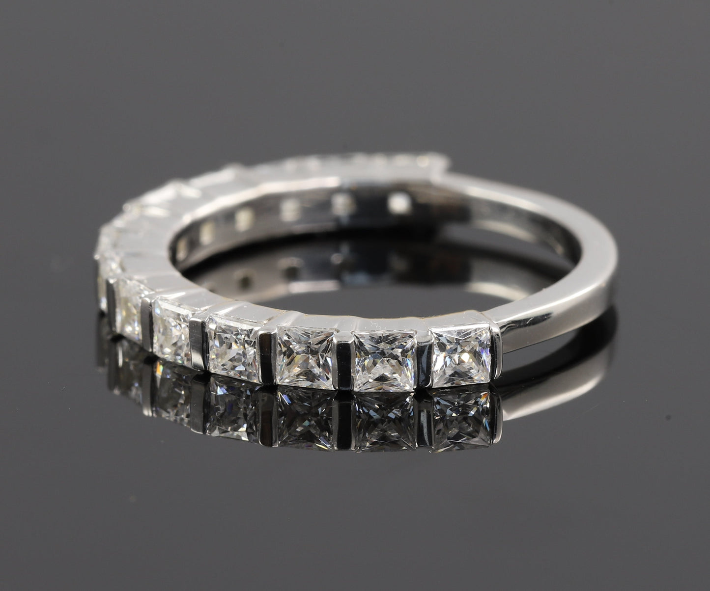 Princess Cut Moissanite Half Eternity Matching Band