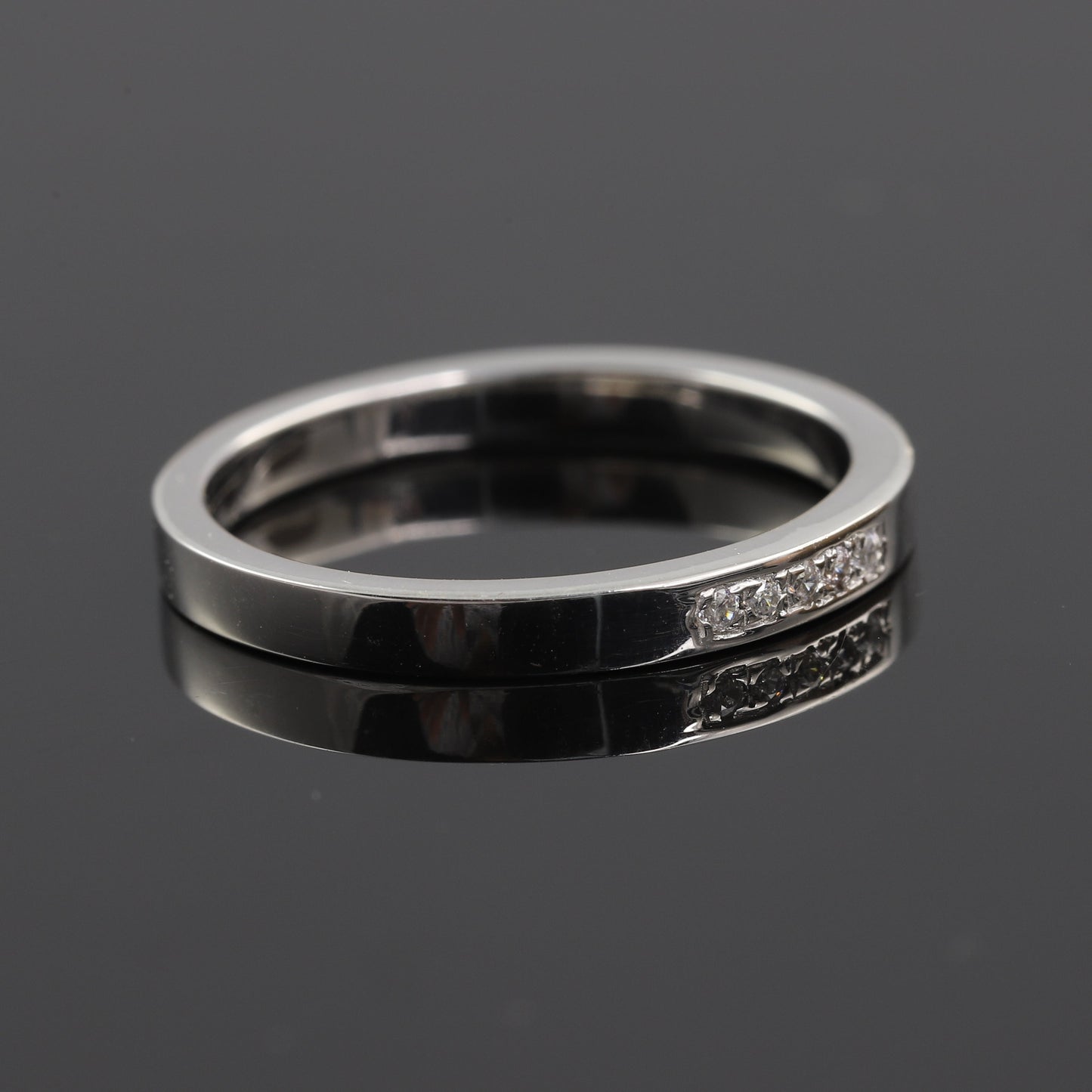 Five Stone Channel Set Round Moissanite Wedding Band