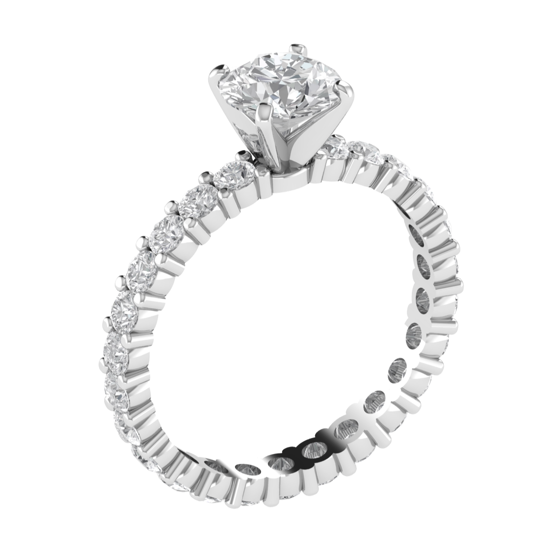 Solitaire With Accent Round Cut Moissanite Engagement Ring