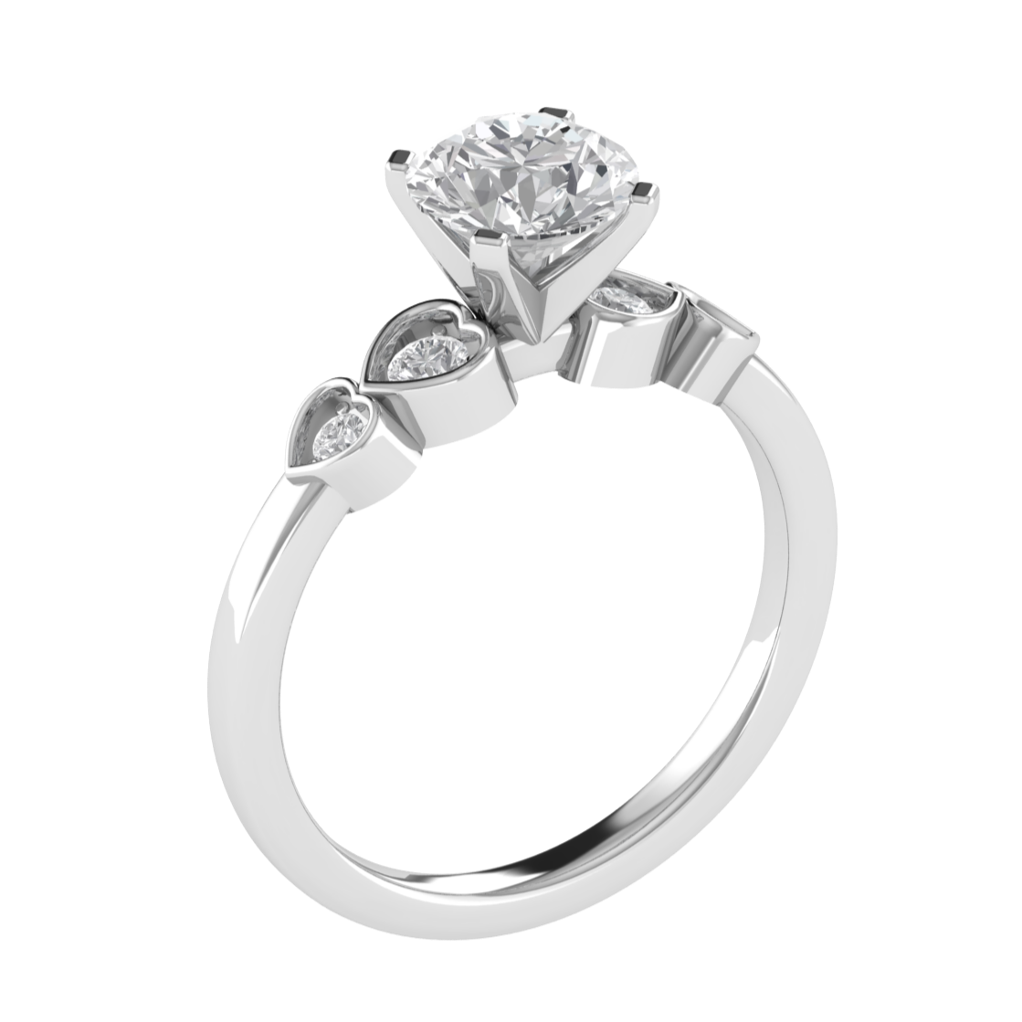 Round Moissanite Solitaire With Accent Moissanite Engagement Ring