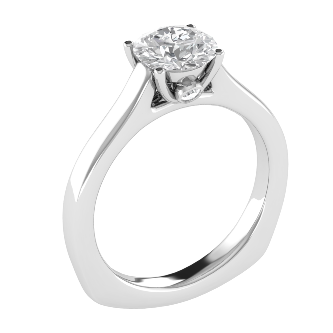 Solitaire Round Cut Moissanite Engagement Ring