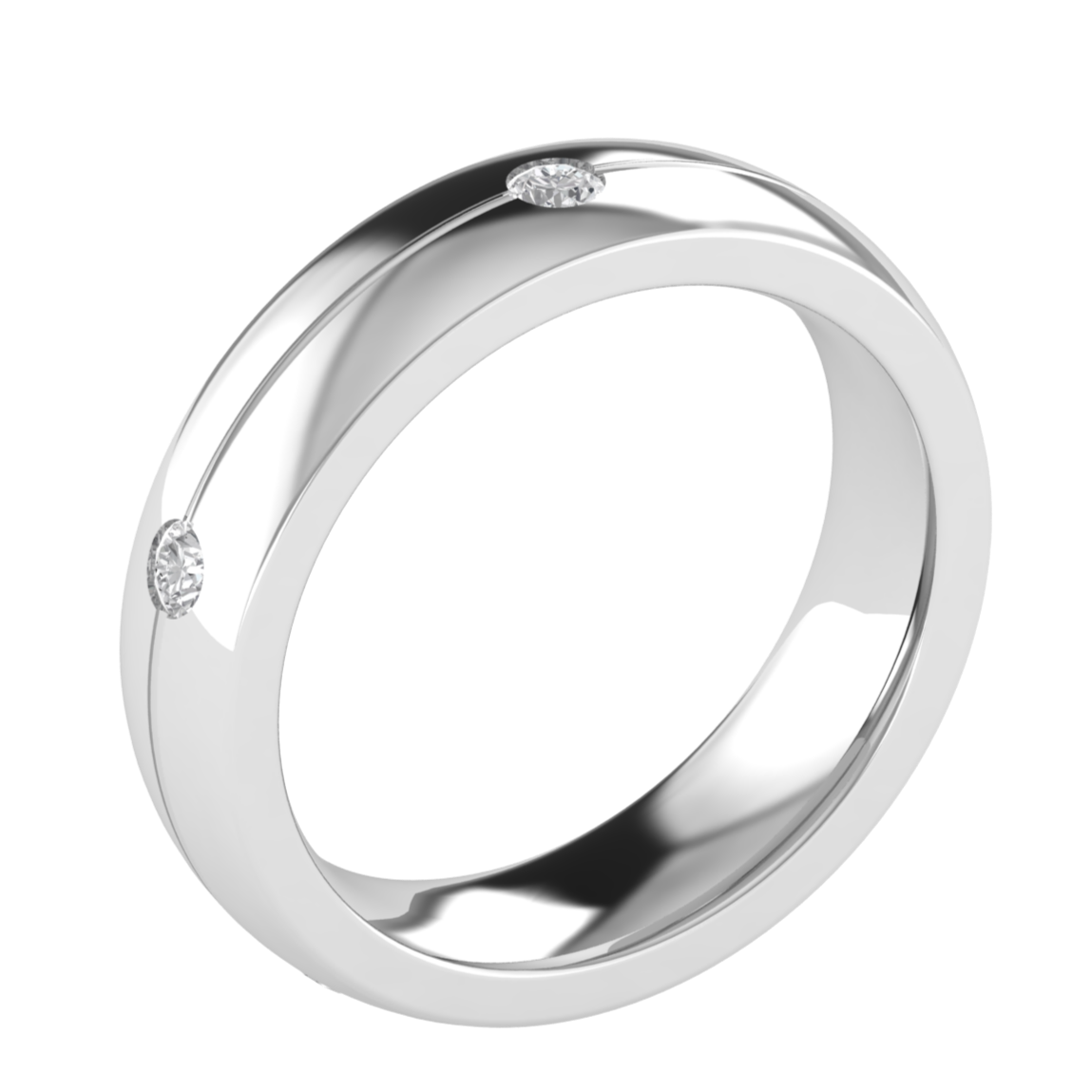 Lab Grown Diamond Three Stone 14K White Gold Wedding Band