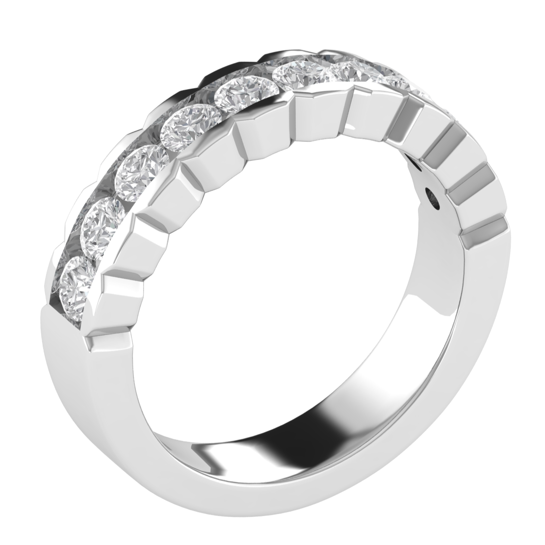 Unique Style Round Lab Grown Diamond Matching 14K White Gold Band