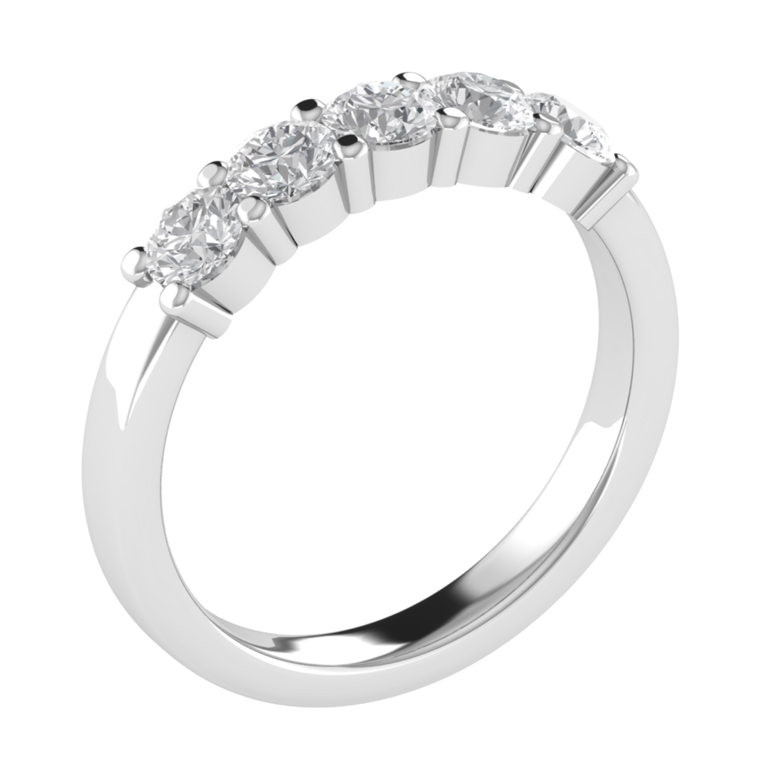 Round Five Stone Half Eternity Moissanite Wedding Ring
