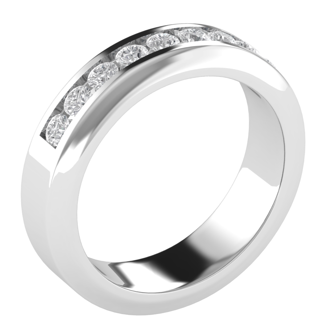 Half Eternity Channel Set Round Cut Moissanite Wedding Band