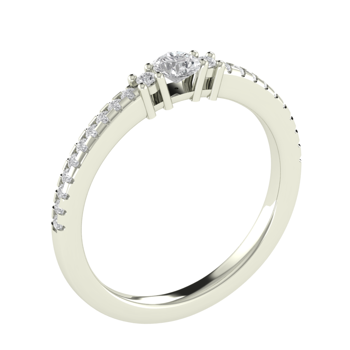 Lab Grown Diamond Three Stone 14K White Gold Wedding Band