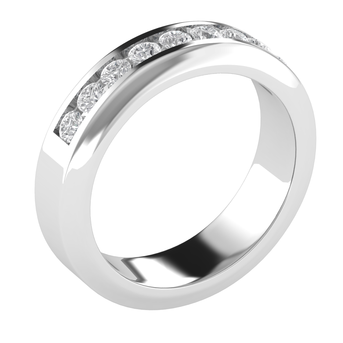 Half Eternity Lab Grown Diamond Channel Set 14K White Gold Wedding Band