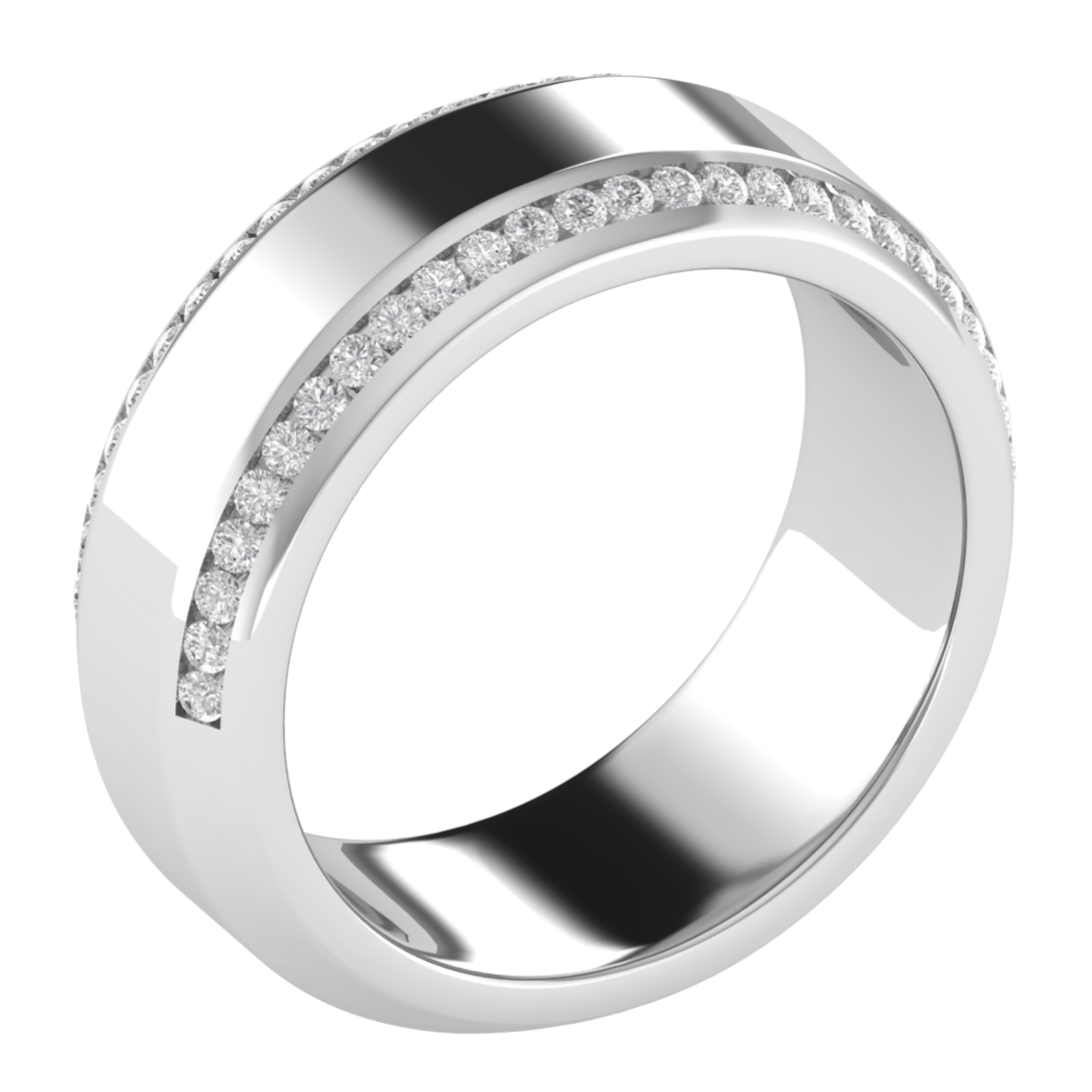 Half Eternity Channel Set Round Cut Moissanite Men's Band