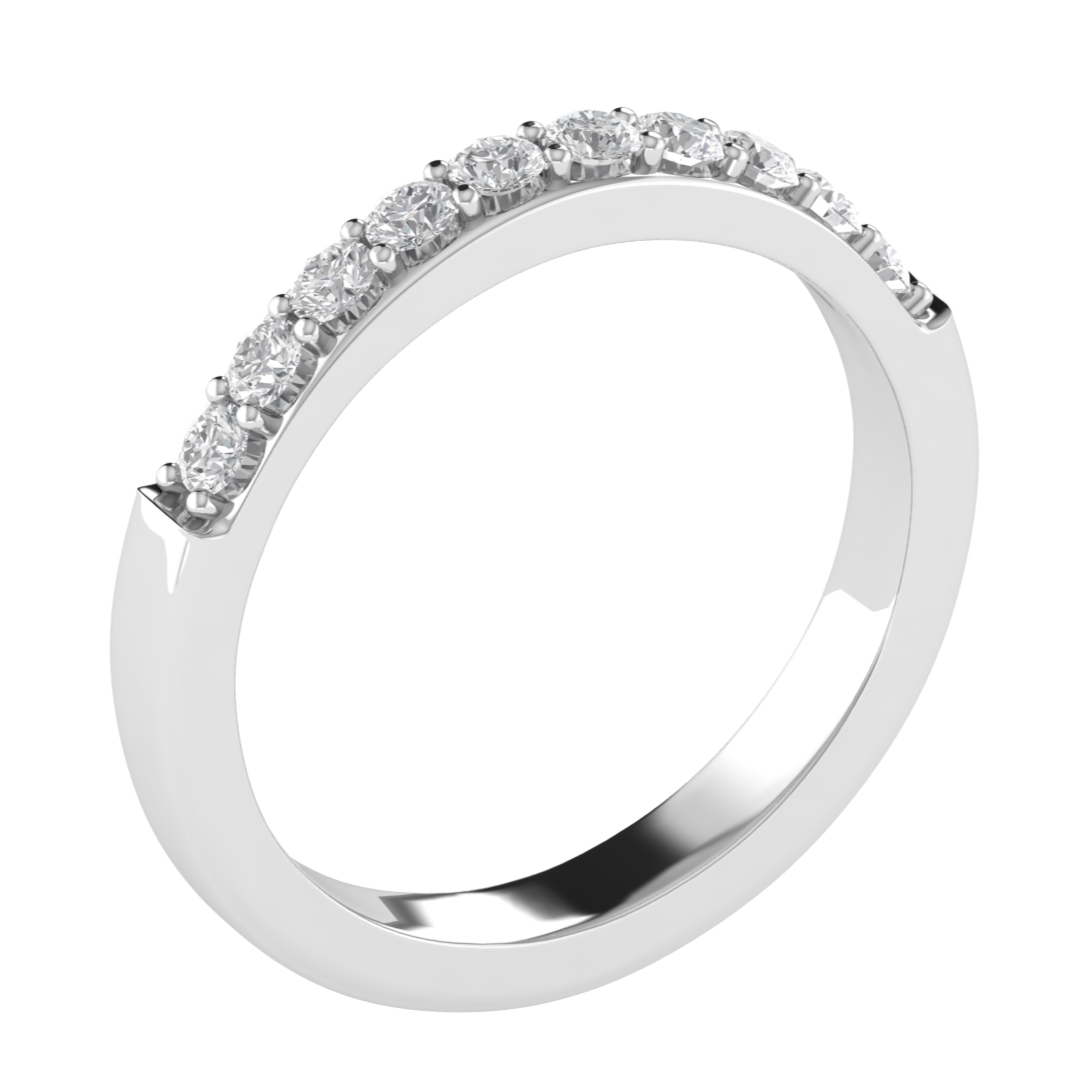 Lab Grown Diamond Half Eternity 14K White Gold Wedding Band