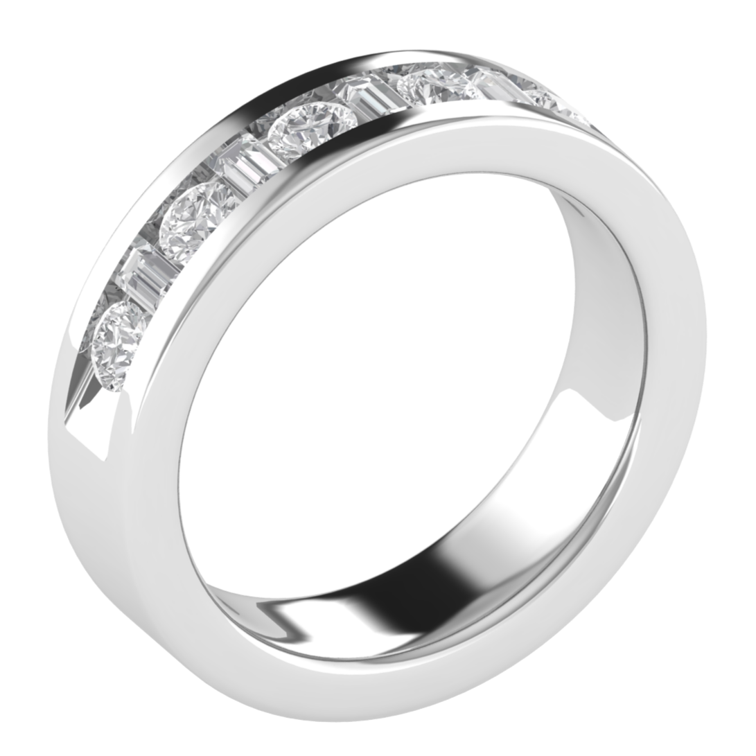 Half Eternity Moissanite Engagement 14K White Gold Band