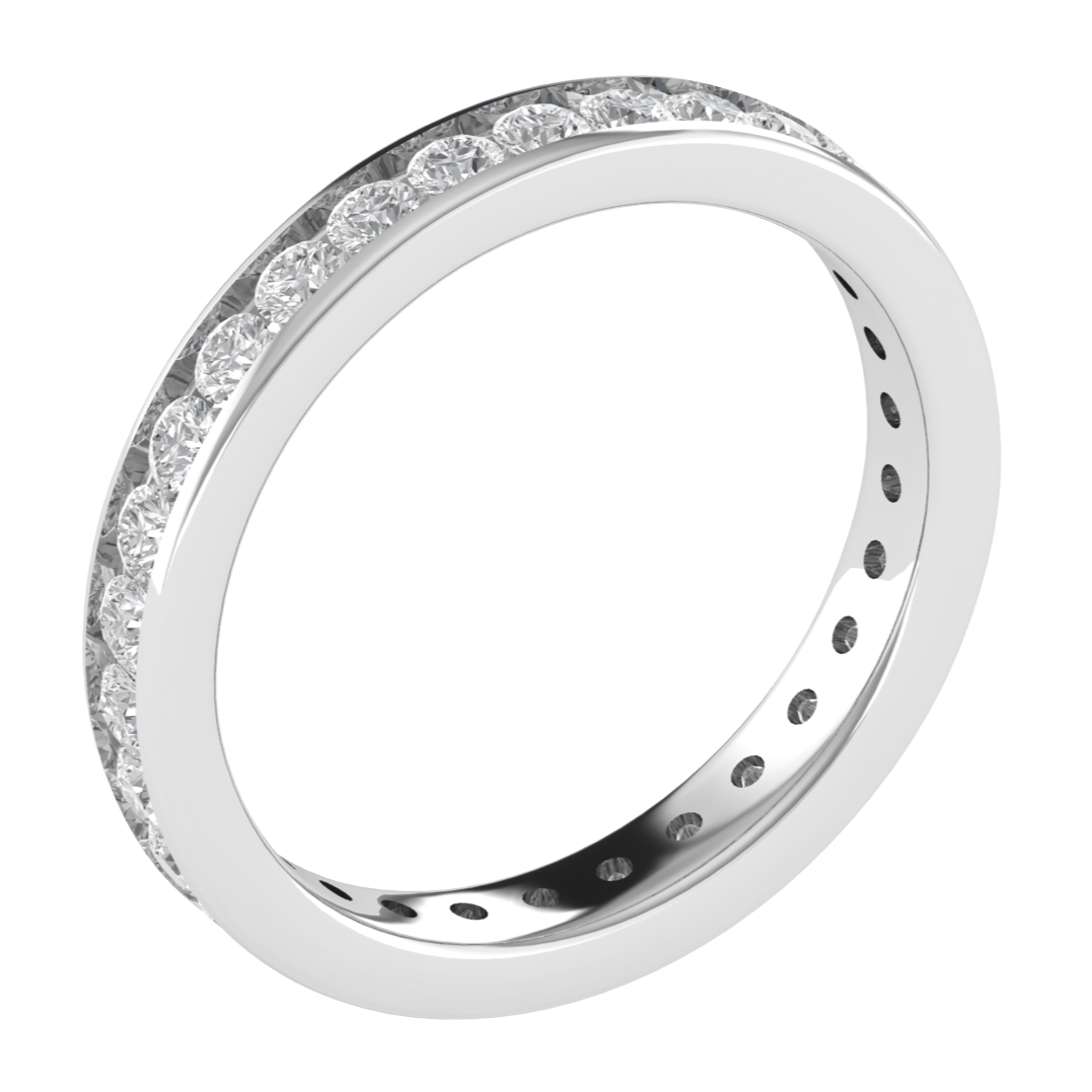 Full Eternity Channel Set Round Cut Moissanite Wedding Band